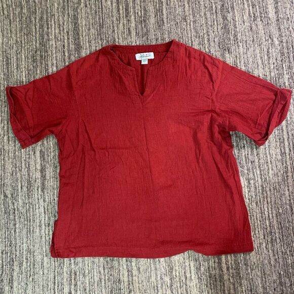 Lot of 3 Haband Womens Large Cotton Pullover Tops Red White Green Short Sleeves - Picture 2 of 10